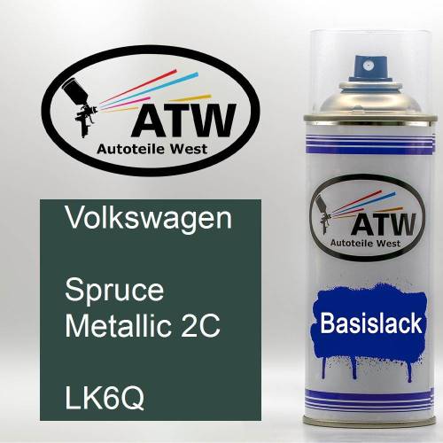 Volkswagen, Spruce Metallic 2C, LK6Q: 400ml Sprühdose, von ATW Autoteile West.